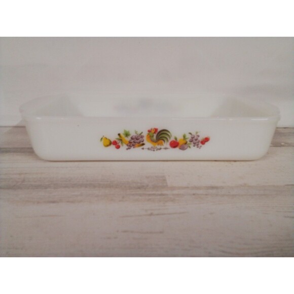 Vintage Fire King Anchor Hocking Chanticleer Rooster Casserole Dish - Picture 8 of 15